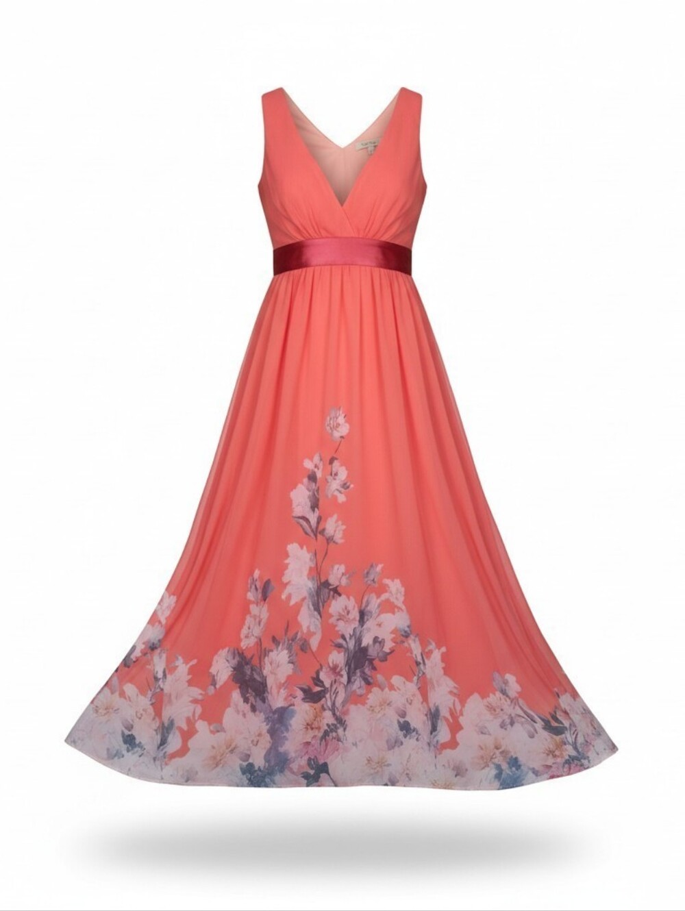spruce and sky elegant Coral Floral V-Neck dress for lots of occasions nwt